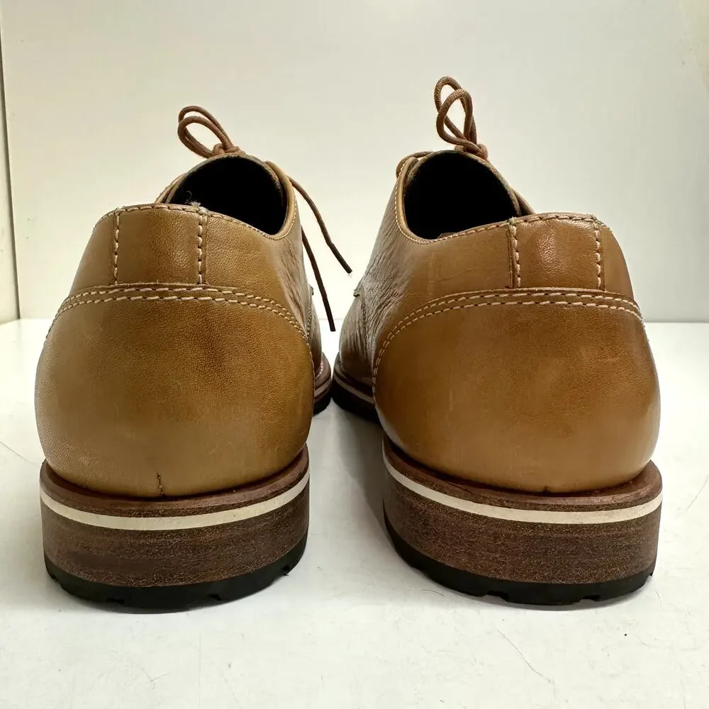 NWOT Helm Nils Blucher Plain Toe Derby Tan Box Leather Made in Brazil US 11 D